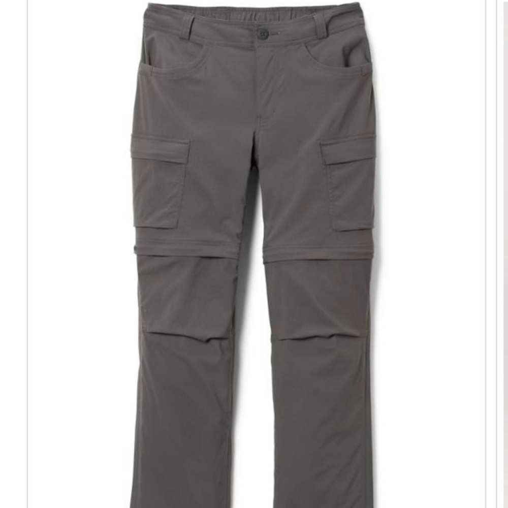 REI convertible trail hiking zip leg shorts pants grey 8P 8 petite belt